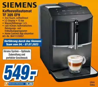 expert Techno Land SIEMENS Kaffeevollautomat TF 305 EF9 Angebot