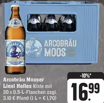 E-Center Arcobräu Mooser Liesl Helles Kiste mit 20 x 0,5-L-Flaschen Angebot