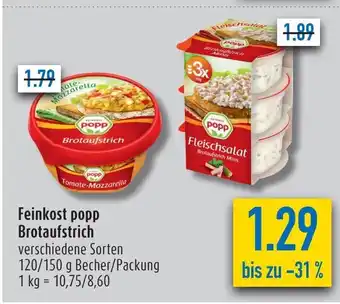 diska Feinkost popp Brotaufstrich 120/150 g Becher/Packung Angebot