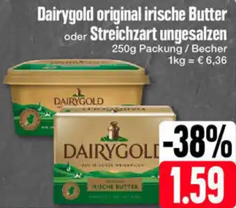 Edeka Dairygold original irische Butter oder Streichzart ungesalzen 250g Packung / Becher Angebot