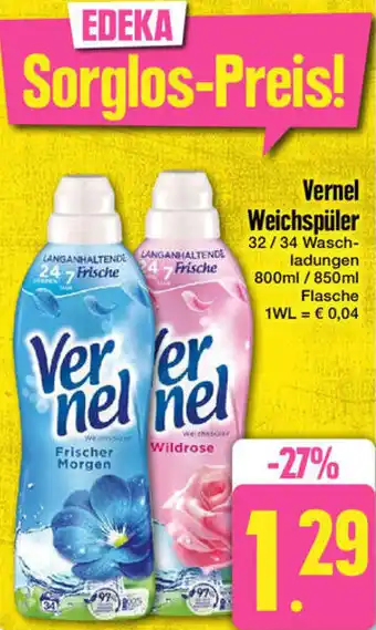 Edeka Vernel Weichspüler 800ml /850ml Flasche Angebot