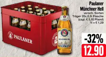 Edeka Paulaner Münchner Hell 20x0,5 L Flasche Angebot