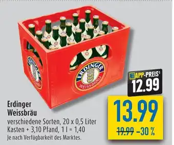 diska Erdinger Weissbräu 20*500ml Angebot