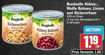 Hit Bonduelle Kidney-, Weiße Bohnen, Linsen und Kichererbsen 425 ml Dose Angebot