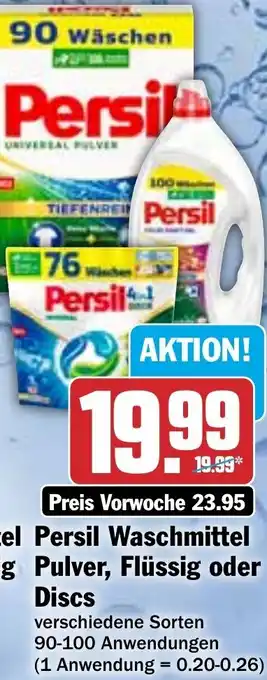 Hit Persil Waschmittel Pulver, Flüssig oder Discs 90-100 Anwendungen Angebot