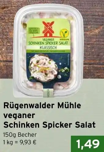 CAP Markt Rügenwalder Mühle veganer Schinken Spicker Salat 150g Becher Angebot