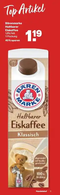 Handelshof Bärenmarke Haltbarer Eiskaffee 11 Packung Angebot