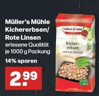 Handelshof Müller's Mühle Kichererbsen/ Rote Linsen erlesene Qualität je 1000 g Packung Angebot