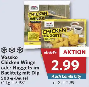 Combi Vossko Chicken Wings oder Nuggets im Backteig mit Dip 500-g-Beutel Angebot