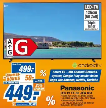 expert Octomedia Panasonic LED TV TX-50 JXW 834 Angebot