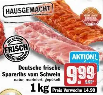 Hit Deutsche frische Spareribs vom Schwein 1 kg Angebot