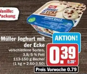 Hit Müller Joghurt mit der Ecke 113-150 g Becher Angebot