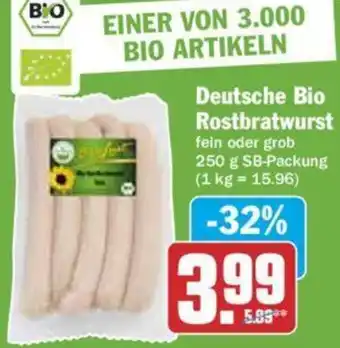 Hit Deutsche Bio Rostbratwurst 250 g SB-Packung Angebot