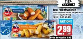 Hit Iglo Fischstäbchen 224-450 g Packung Angebot