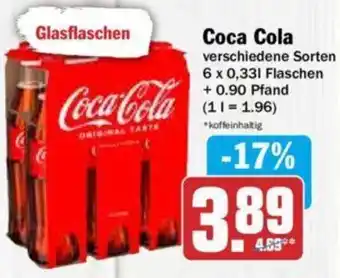 Hit Coca-Cola 6x0,33 L Flaschen Angebot