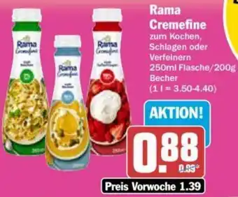 Hit Rama Cremefine 250ml Flasche/200g Becher Angebot