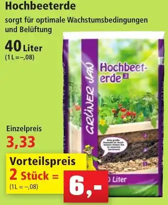 Thomas Philipps GRÜNER JAN Hochbeeterde 40 Liter Angebot