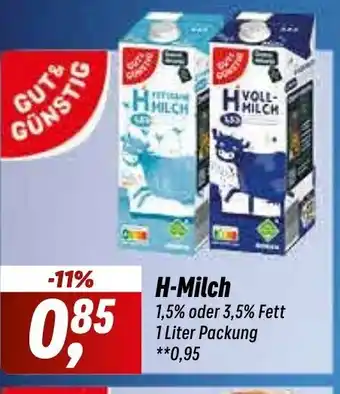 Simmel H-Milch 1,5% oder 3,5% Fett 1 Liter Packung Angebot