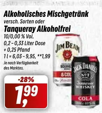 Simmel Alkoholisches Mischgetränk versch. Sorten oder Tanqueray Alkoholfrei 0,2-0,33 Liter Dose Angebot