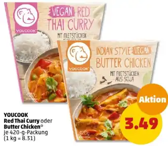 PENNY YOUCOOK Red Thai Curry oder Butter Chicken 420-g-Packung Angebot