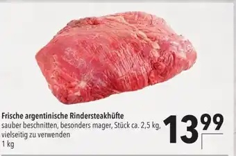 CITTI Markt Frische argentinische Rindersteakhüfte sauber beschnitten, besonders mager, Stück ca. 2,5 kg, vielseitig zu verwenden 1 kg Angebot