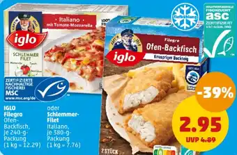 PENNY Iglo Filegro 240 g oder Schlemmer Filet 380 g Packung Angebot