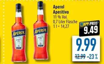 diska Aperol Aperitivo 11 % Vol. 0,7 Liter Flasche Angebot