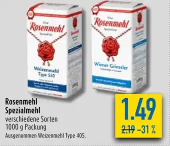 diska Rosenmehl Spezialmehl 1000 g Packung Angebot