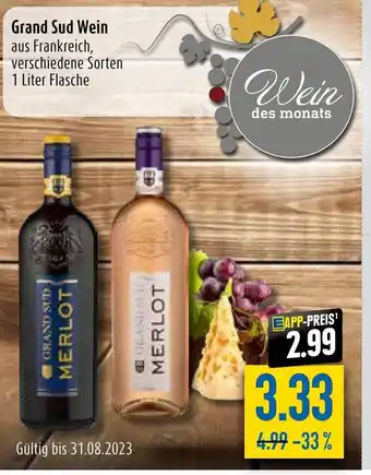 diska Grand Sud Wein aus Frankreich, verschiedene Sorten 1 Liter Flasche Angebot