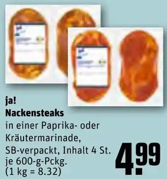 REWE ja! Nackensteaks 600 g Pckg. Angebot