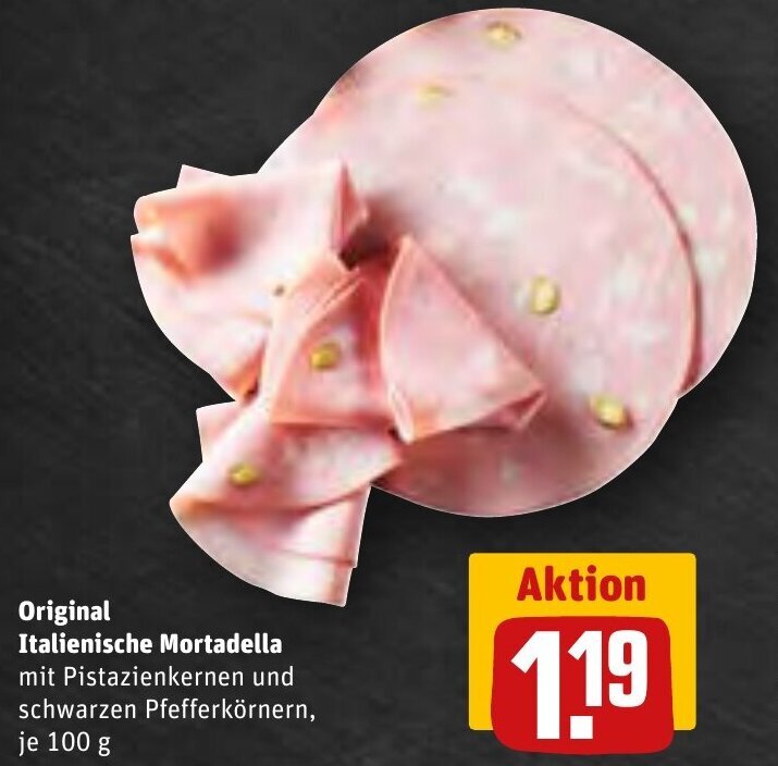 Original Italienische Mortadella 100 g Angebot bei REWE