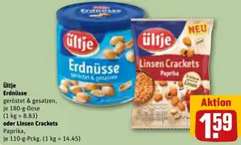 REWE Ültje Erdnüsse 180-g-Dose oder Linsen Crackets 110 g Pckg. Angebot