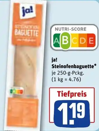 REWE ja! Steinofenbaguette 250 g Pckg. Angebot