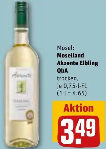 REWE Moselland Akzente Elbling QbA 0,75 L-Fl. Angebot