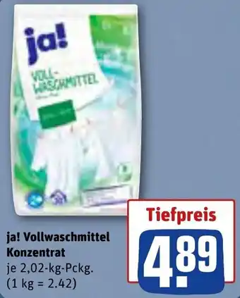 REWE ja! Vollwaschmittel Konzentrat 2,02-kg-Pckg. Angebot