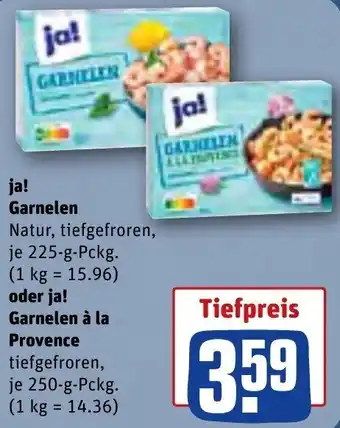 REWE ja! Garnelen 225-g-Pckg. oder ja! Garnelen à la Provence 250-g-Pckg. Angebot