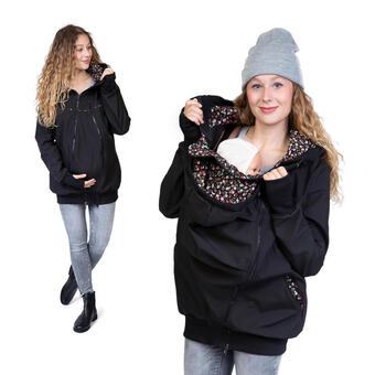 Decathlon Umstandsjacke tragejacke softshell - jacky - schwarz/blumen Angebot