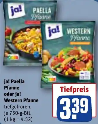 REWE ja! Paella Pfanne oder ja! Western Pfanne 750-g-Btl. Angebot