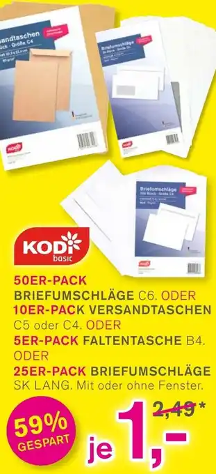 KODi 50ER-PACK BRIEFUMSCHLÄGE C6 ODER 10ER-PACK VERSANDTASCHEN Angebot