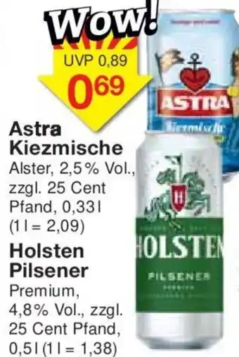 Jawoll Astra Kiezmische 0,33 L oder Holsten Pilsener 0,5 L Angebot