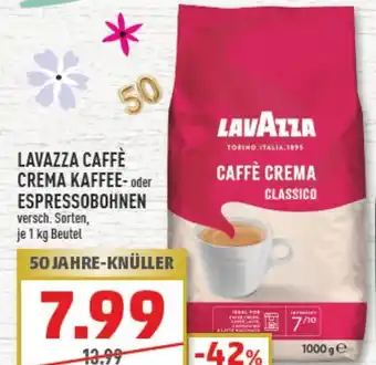 Marktkauf Lavazza Caffè Crema Kaffee oder Espressobohnen 1kg Beutel Angebot