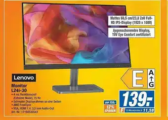 Expert Technomarkt Lenovo Monitor L24i-30 Angebot