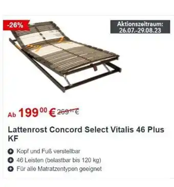 Matratzen Concord Concord Select Lattenrost Vitalis 46 Plus KF Angebot