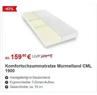 Matratzen Concord Murmelland Komfortschaummatratze CML 1900 Angebot