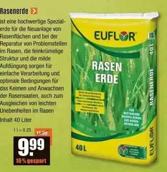 V Baumarkt EUFLOR Rasenerde > 40L Angebot