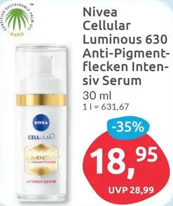 Budni Nivea Cellular Luminous 630 Anti-Pigment-Flecken Intensiv Serum 30 ml Angebot