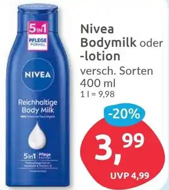 Budni Nivea Bodymilk oder -lotion 400 ml Angebot