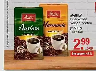 V Markt Melitta Filterkaffee Angebot