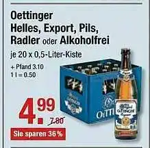 V Markt Oettinger Helles, Export, Pils, Radler Oder Alkoholfrei Angebot