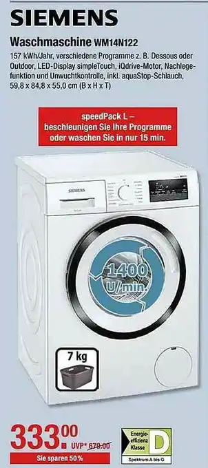 V Markt Siemens Waschmaschine Wm14n122 Angebot